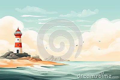 Serene Lighthouse morning background. Generate Ai Stock Photo