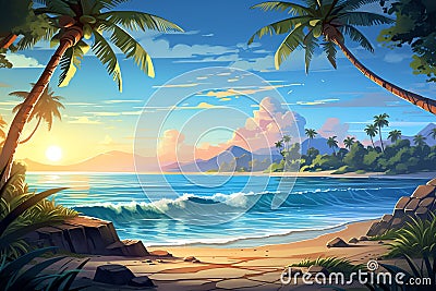 A serene moment of reflection by the water edge vector tropical background Stock Photo