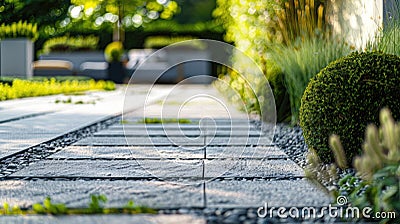 A Serene Pathway Leading to Greenery Stock Photo