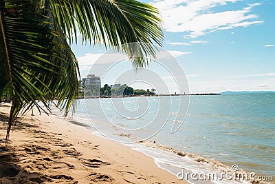 Serene Pattaya, Thailand, where palm trees frame the tropical beach Stock Photo