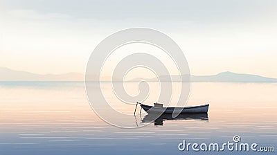 Boat on a calm blue lake with blue sky Stock Photo