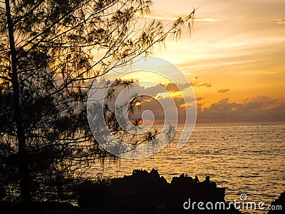 Serene start to the day on the coast of Zanzibar Stock Photo