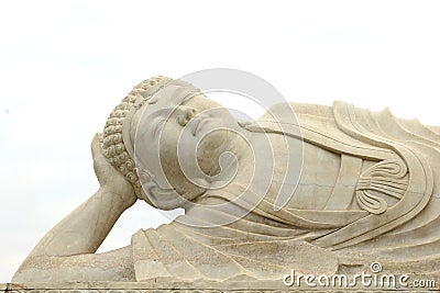 Peaceful white marble zen Buddha statue, China Stock Photo