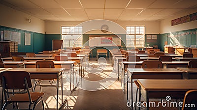 The quiet serenity of an empty classroom awaits the eager minds Stock Photo
