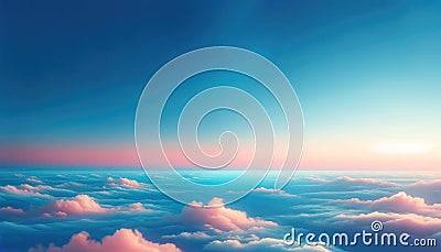 Serene Sunrise Above Clouds with Pastel Sky, AI Generated Stock Photo