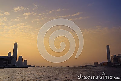 Serene Sunset Cityscape with People Relaxing by Waterfront Jan 12 2024 Editorial Stock Photo