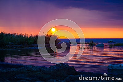 Serene sunset scene over Baltic Sea Stock Photo