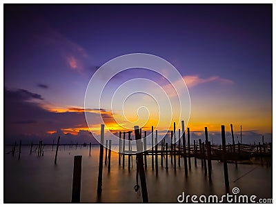 A serene sunset view of Songkhla lake location in Thailand Stock Photo