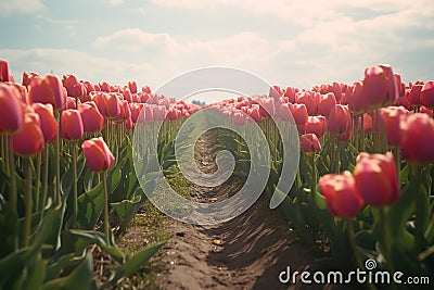 Whispers of Spring: Netherlands' Subdued Tulip Blooms Stock Photo
