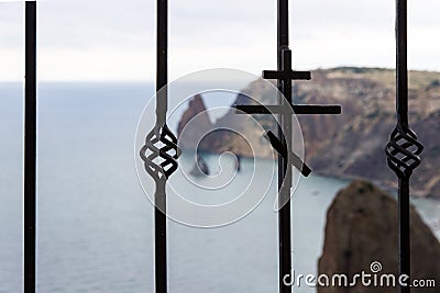 Serene view of Saint George rock island in Crimea Editorial Stock Photo