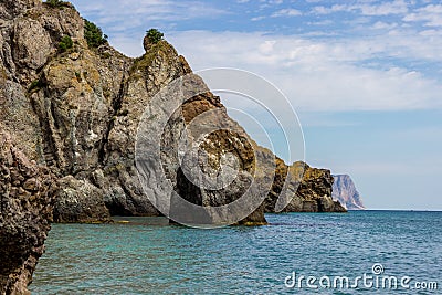 Serene view of Saint George rock island in Crimea Editorial Stock Photo