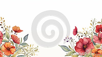 Watercolor Floral Border: Uhd Image With Pastoral Charm For Your Website Stock Photo