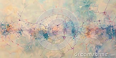 Serene web of neurons floats in harmony, with muted hues highlighting a complex neural tapestry, concept of Neural Stock Photo