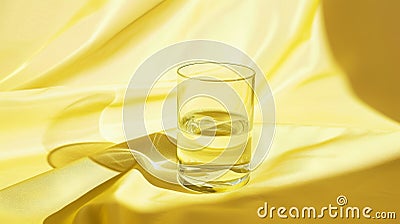 Serene Yellow Drapery and Glass Stock Photo