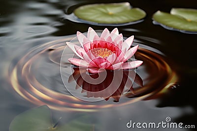 Serenity in Bloom: A Zen-inspired Lotus Flower Floating Gently on Tranquil Waters Stock Photo