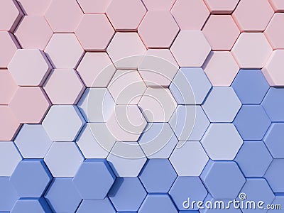 Serenity Blue and Rose Quartz abstract 3d hexagon background Stock Photo