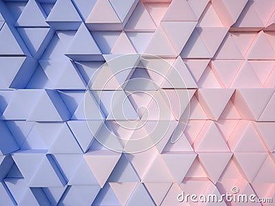 Serenity Blue and Rose Quartz abstract 3d triangle background Stock Photo