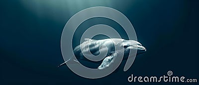 Serenity in the Depths: Beluga's Underwater Ballet. Concept Underwater Photography, Nature's Stock Photo