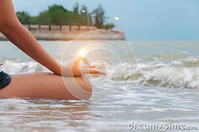 Serenity, meditation and yoga practicing Stock Photo