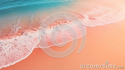 Serenity of a peaceful aerial view bright beach, blue ocean lagoon, and tranquil waves Stock Photo
