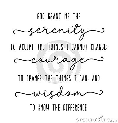 Serenity prayer short form. Vector Illustration