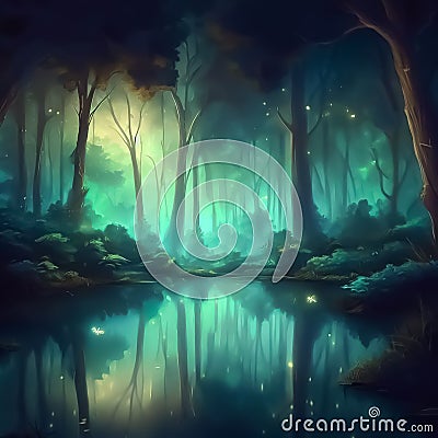 Serenity's Enchantment: A Captivating Forest Landscape Stock Photo