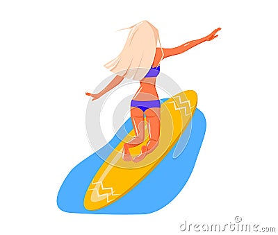 Girl with surfboard. Surfer Vector Illustration