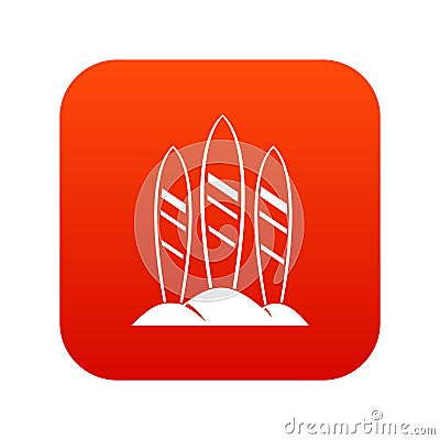 Serfing board icon digital red Vector Illustration