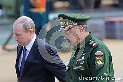 Sergey Shoygu and Vladimir Putin Editorial Stock Photo