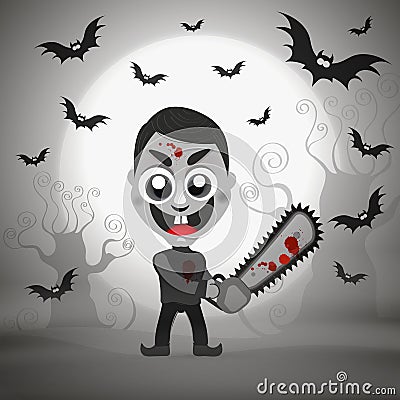 Serial killer with chainsaw Vector Illustration