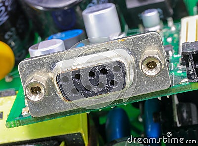 serial Port to transfer data in the device Stock Photo