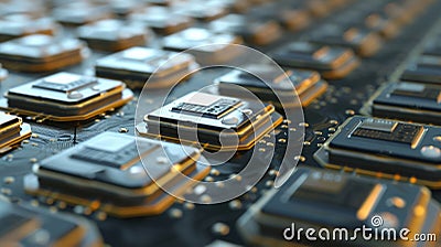 A series of advanced RFID tags are displayed each one uniquely tracking and recording the location and status of Stock Photo