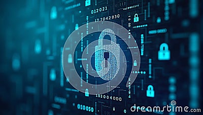 A series of AI-driven fraud detection symbols overlaying a financial data screen, symbolizing cybersecurity in fintech and fraud Stock Photo