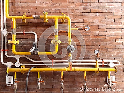 A series of attached gas piping Editorial Stock Photo