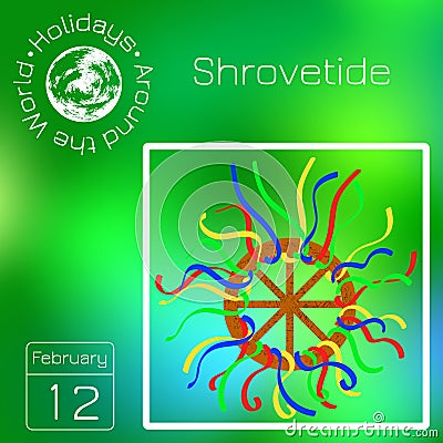 Series calendar. Holidays Around the World. Event of each day of the year. Shrovetide Cartoon Illustration