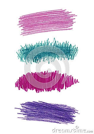 Series of color pencil strokes Vector Illustration