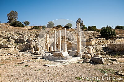 A series of columns in Amathus ancient city archaeological site in Limassol Stock Photo