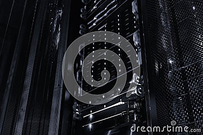 Series disk storage disks of the mainframe in the data center Stock Photo