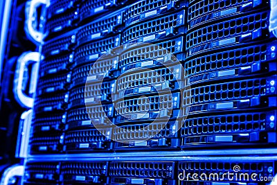 Series disk storage disks of the mainframe in data center Stock Photo