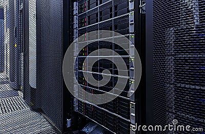 Series disk storage disks of mainframe in the data center Stock Photo