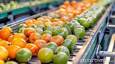 A series of images showing the automated fruit sorter in action taking the guesswork out of produce sorting for farmers Stock Photo