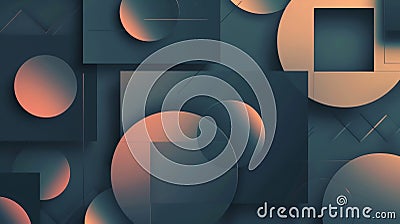 A series of overlapping squares and circles symbolizing the interdependence of different components in a cohesive smart Stock Photo