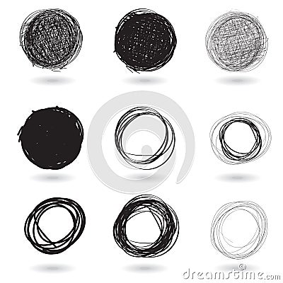Series of pencil drawn circles Vector Illustration