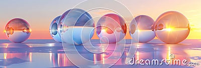 A series of perfectly spherical objects each displaying a different but harmonious color gradient Stock Photo