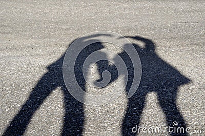 A series of silhouettes of young lovers Stock Photo
