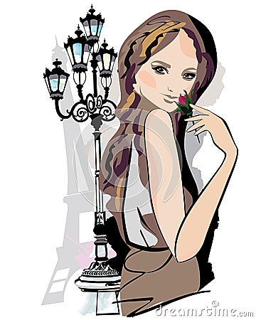 Series of sketches of beautiful fashion girls Vector Illustration