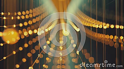 A series of suspended strings each one vibrating at a specific frequency and symbolizing the harmonious balance required Stock Photo