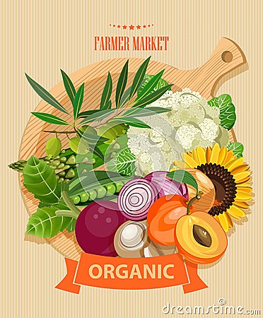 Series - vector fruit, vegetables and spices. Farm market. Set of vegetables, fruits and spices. Sketch Vector Illustration