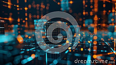 A series of wireframe cubes each one representing a different layer of encryption used to protect transaction data in Stock Photo
