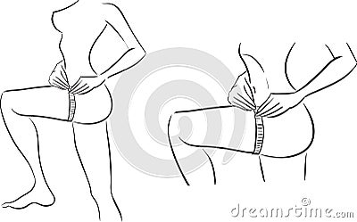 Series woman and tape - Measuring size of thigh Vector Illustration